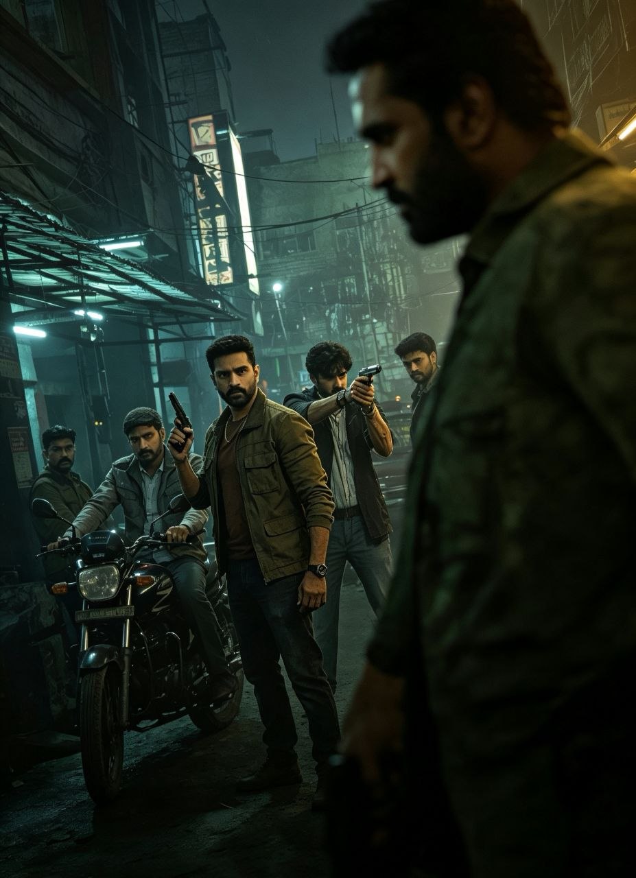 রাতে গলিতে অ্যাকশন দৃশ্য